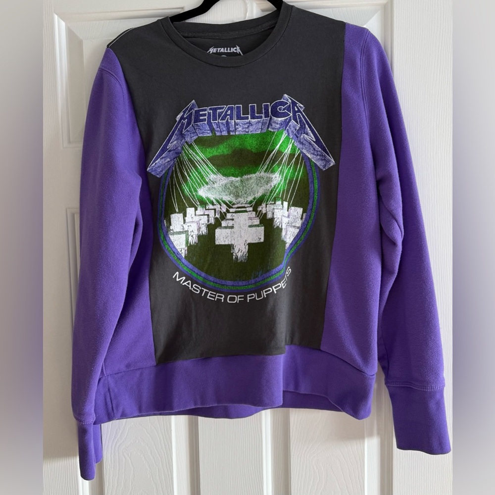 Metallica Custom Upcycled One Of A Kind Purple Graphic Sweatshirt Size L - Picture 2 of 3